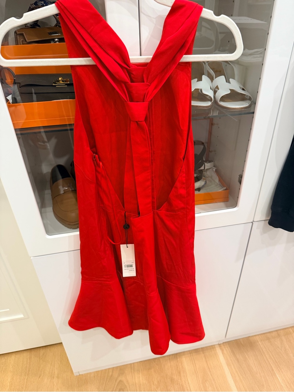 KEEPSAKE the Label Bright Red Backless Tie-Back Flared Dress
